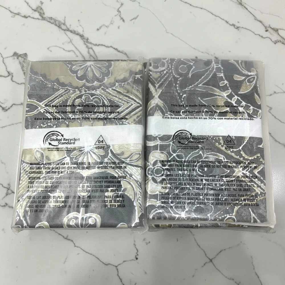 NEW Lot 2 x Pottery Barn Jacquelyn Medallion Organic Sateen Euro Shams Farmhouse